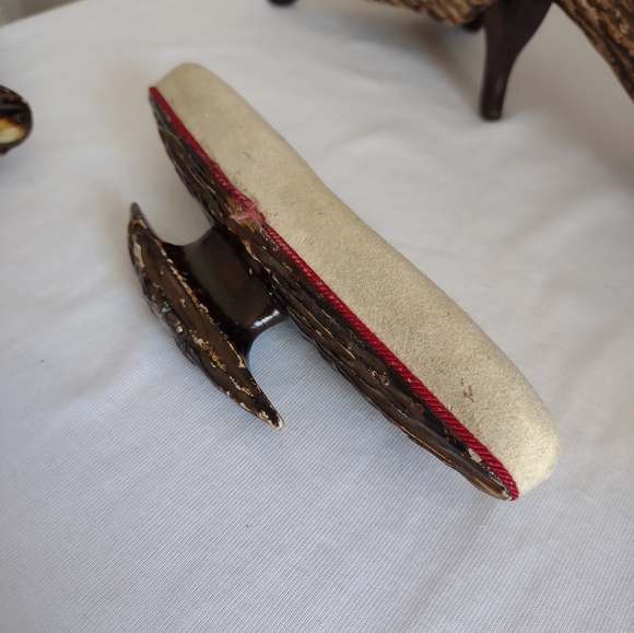 Antique Faux Antler Vanity Set with Sterling Cartouches - Picture 11 of 16